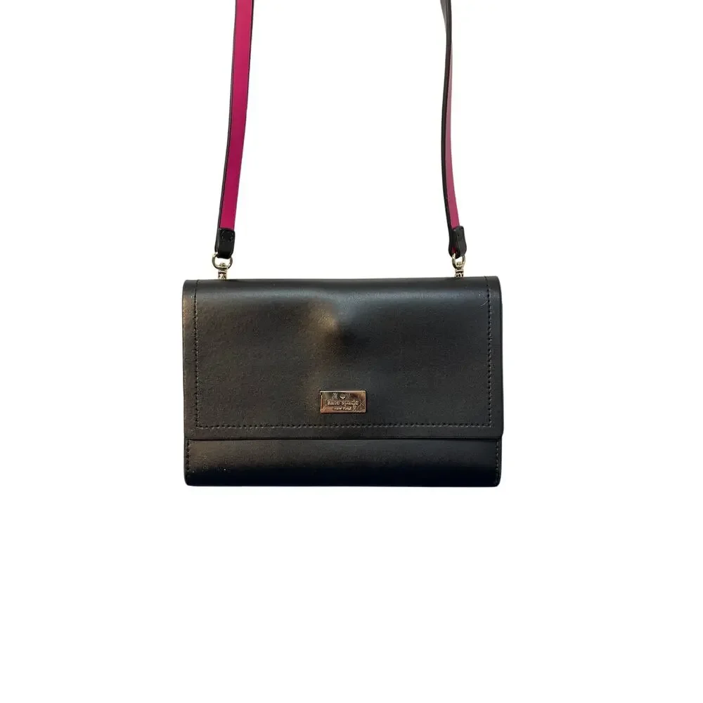 Kate Spade‎ Black Pink Wallet/Clutch/Crossbody Removable Strap Pre-owned